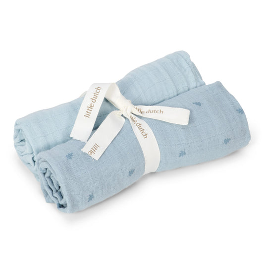Сет од 2 муслин пелени • Pure Denim Blue